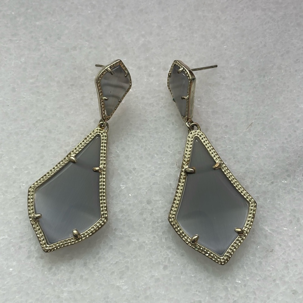 Kendra Scott Gold & Purple Amethyst Stone Drop Earrings